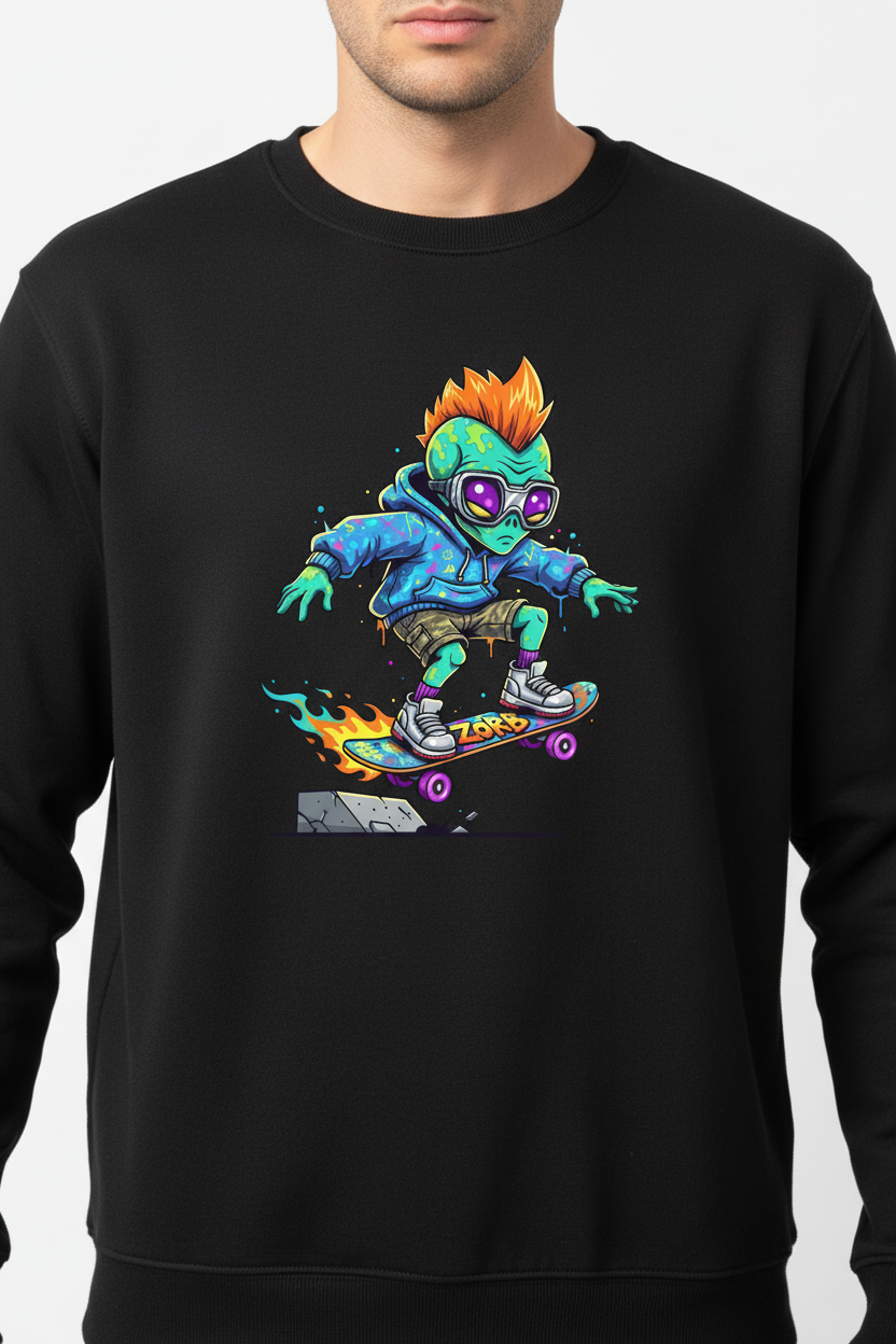 Felpa girocollo Alieno Skater indossata