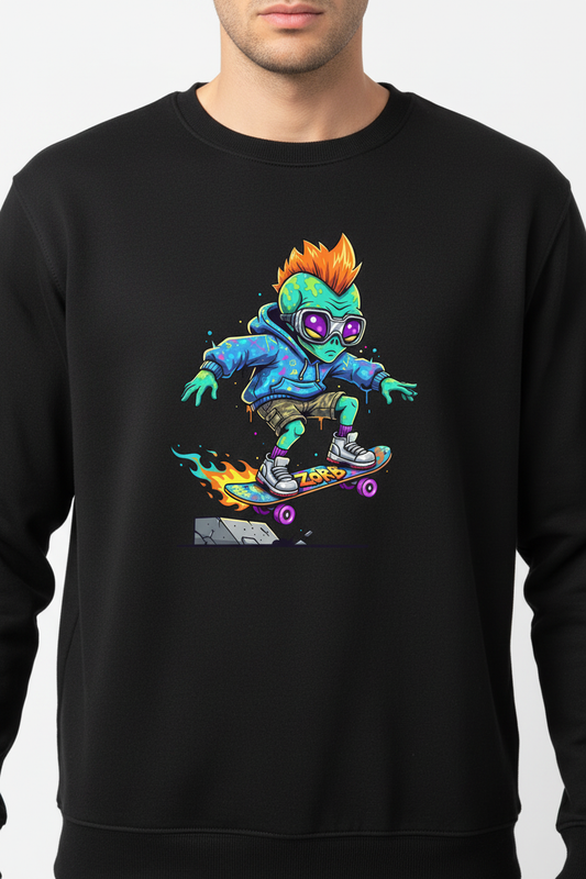 Felpa girocollo Alieno Skater indossata
