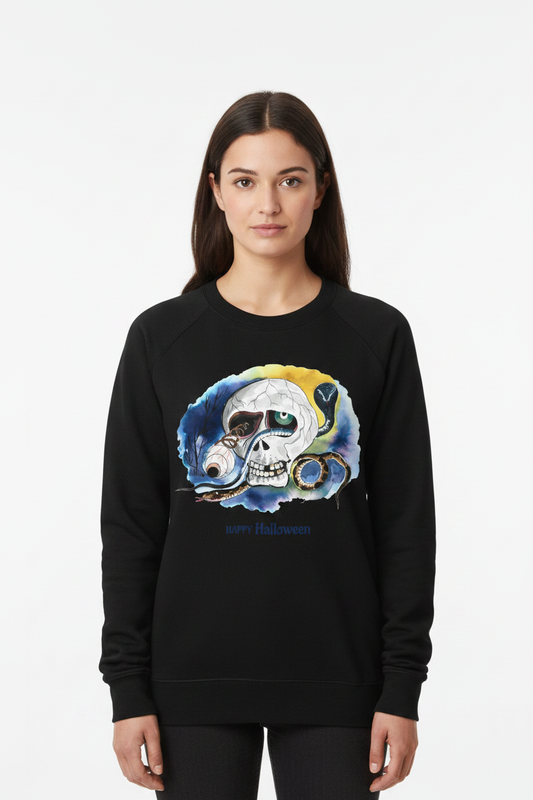 Felpa girocollo Teschio Halloween indossata