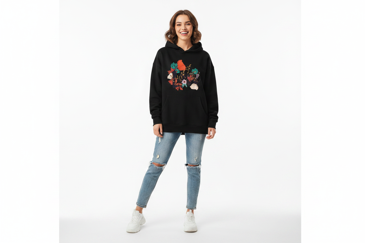 Mockup Felpa con Cappuccio LOVE Floreale